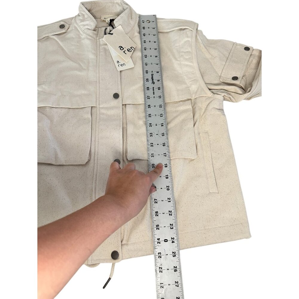 A.Ren Utility Cargo Jacket Small Beige Heavy Cotton Convertible Vest Gorpcore - Picture 9 of 16